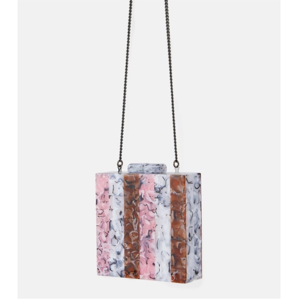 Zara NWT marble effect box clutch bag 1647/004